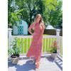 imageZESICA Womens 2025 Summer Casual Floral Print Short Flutter Sleeve Crew Neck Smocked High Waist Flowy Maxi DressOrangered