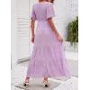imageZESICA Womens 2025 Summer Casual Floral Print Short Flutter Sleeve Crew Neck Smocked High Waist Flowy Maxi DressPurple