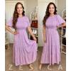 imageZESICA Womens 2025 Summer Casual Floral Print Short Flutter Sleeve Crew Neck Smocked High Waist Flowy Maxi DressPurple