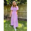 imageZESICA Womens 2025 Summer Casual Floral Print Short Flutter Sleeve Crew Neck Smocked High Waist Flowy Maxi DressPurple
