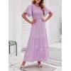 imageZESICA Womens 2025 Summer Casual Floral Print Short Flutter Sleeve Crew Neck Smocked High Waist Flowy Maxi DressPurple