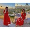 imageZESICA Womens 2025 Summer Casual Floral Print Short Flutter Sleeve Crew Neck Smocked High Waist Flowy Maxi DressRed