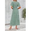 imageZESICA Womens 2025 Summer Casual Floral Print Short Flutter Sleeve Crew Neck Smocked High Waist Flowy Maxi DressSage