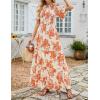 imageZESICA Womens 2025 Summer Casual Floral Print Short Flutter Sleeve Crew Neck Smocked High Waist Flowy Maxi DressTangerine