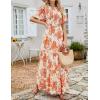 imageZESICA Womens 2025 Summer Casual Floral Print Short Flutter Sleeve Crew Neck Smocked High Waist Flowy Maxi DressTangerine