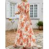 imageZESICA Womens 2025 Summer Casual Floral Print Short Flutter Sleeve Crew Neck Smocked High Waist Flowy Maxi DressTangerine