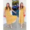 imageZESICA Womens 2025 Summer Casual Floral Print Short Flutter Sleeve Crew Neck Smocked High Waist Flowy Maxi DressYellow