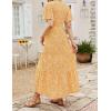 imageZESICA Womens 2025 Summer Casual Floral Print Short Flutter Sleeve Crew Neck Smocked High Waist Flowy Maxi DressYellow