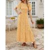 imageZESICA Womens 2025 Summer Casual Floral Print Short Flutter Sleeve Crew Neck Smocked High Waist Flowy Maxi DressYellow