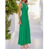 imageZESICA Womens 2025 Summer Long Maxi Dress Sleeveless Crew Neck Hollow Out Pleated Ribbed Knit Swing Tank DressesGreen
