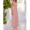 imageZESICA Womens 2025 Summer Long Maxi Dress Sleeveless Crew Neck Hollow Out Pleated Ribbed Knit Swing Tank DressesPink