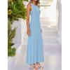 imageZESICA Womens 2025 Summer Long Maxi Dress Sleeveless Crew Neck Hollow Out Pleated Ribbed Knit Swing Tank DressesSky