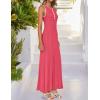 imageZESICA Womens 2025 Summer Long Maxi Dress Sleeveless Crew Neck Hollow Out Pleated Ribbed Knit Swing Tank DressesWatermelonred