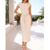 imageZESICA Womens 2025 Summer Mock Neck Casual Bodycon Dress Cap Sleeve Elegant Cocktail Party Long Midi DressesApricot