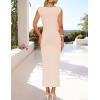 imageZESICA Womens 2025 Summer Mock Neck Casual Bodycon Dress Cap Sleeve Elegant Cocktail Party Long Midi DressesApricot