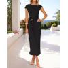 imageZESICA Womens 2025 Summer Mock Neck Casual Bodycon Dress Cap Sleeve Elegant Cocktail Party Long Midi DressesBlack