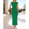 imageZESICA Womens 2025 Summer Mock Neck Casual Bodycon Dress Cap Sleeve Elegant Cocktail Party Long Midi DressesGreen