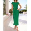 imageZESICA Womens 2025 Summer Mock Neck Casual Bodycon Dress Cap Sleeve Elegant Cocktail Party Long Midi DressesGreen