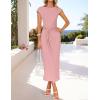 imageZESICA Womens 2025 Summer Mock Neck Casual Bodycon Dress Cap Sleeve Elegant Cocktail Party Long Midi DressesPink