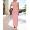 imageZESICA Womens 2025 Summer Mock Neck Casual Bodycon Dress Cap Sleeve Elegant Cocktail Party Long Midi DressesPink