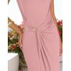 imageZESICA Womens 2025 Summer Mock Neck Casual Bodycon Dress Cap Sleeve Elegant Cocktail Party Long Midi DressesPink