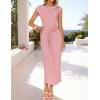 imageZESICA Womens 2025 Summer Mock Neck Casual Bodycon Dress Cap Sleeve Elegant Cocktail Party Long Midi DressesPink