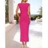 imageZESICA Womens 2025 Summer Mock Neck Casual Bodycon Dress Cap Sleeve Elegant Cocktail Party Long Midi DressesRose