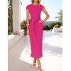 imageZESICA Womens 2025 Summer Mock Neck Casual Bodycon Dress Cap Sleeve Elegant Cocktail Party Long Midi DressesRose