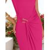 imageZESICA Womens 2025 Summer Mock Neck Casual Bodycon Dress Cap Sleeve Elegant Cocktail Party Long Midi DressesRose