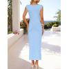 imageZESICA Womens 2025 Summer Mock Neck Casual Bodycon Dress Cap Sleeve Elegant Cocktail Party Long Midi DressesSky