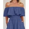 imageZESICA Womens 2025 Summer Off Shoulder Ruffle Midi Dress Short Sleeve High Waist Hollow Out Embroidery Party DressesDusty Blue