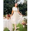 imageZESICA Womens 2025 Summer Short Sleeve Midi Dresses Casual Crew Neck Knit Belted Pleated A Line Flowy Wedding Guest DressApricot
