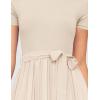 imageZESICA Womens 2025 Summer Short Sleeve Midi Dresses Casual Crew Neck Knit Belted Pleated A Line Flowy Wedding Guest DressApricot