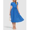 imageZESICA Womens 2025 Summer Short Sleeve Midi Dresses Casual Crew Neck Knit Belted Pleated A Line Flowy Wedding Guest DressCobalt Blue
