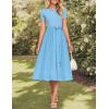 imageZESICA Womens 2025 Summer Short Sleeve Midi Dresses Casual Crew Neck Knit Belted Pleated A Line Flowy Wedding Guest DressLightblue