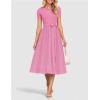 imageZESICA Womens 2025 Summer Short Sleeve Midi Dresses Casual Crew Neck Knit Belted Pleated A Line Flowy Wedding Guest DressPink