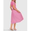 imageZESICA Womens 2025 Summer Short Sleeve Midi Dresses Casual Crew Neck Knit Belted Pleated A Line Flowy Wedding Guest DressPink