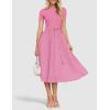 imageZESICA Womens 2025 Summer Short Sleeve Midi Dresses Casual Crew Neck Knit Belted Pleated A Line Flowy Wedding Guest DressPink