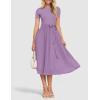imageZESICA Womens 2025 Summer Short Sleeve Midi Dresses Casual Crew Neck Knit Belted Pleated A Line Flowy Wedding Guest DressPurple