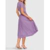 imageZESICA Womens 2025 Summer Short Sleeve Midi Dresses Casual Crew Neck Knit Belted Pleated A Line Flowy Wedding Guest DressPurple