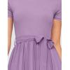 imageZESICA Womens 2025 Summer Short Sleeve Midi Dresses Casual Crew Neck Knit Belted Pleated A Line Flowy Wedding Guest DressPurple