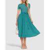 imageZESICA Womens 2025 Summer Short Sleeve Midi Dresses Casual Crew Neck Knit Belted Pleated A Line Flowy Wedding Guest DressTurquoise