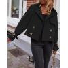 imageZESICA Womens Long Sleeve Crop Trench Coat Lapel Double Breasted Loose Casual Jacket with PocketsBlack