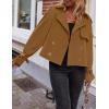 imageZESICA Womens Long Sleeve Crop Trench Coat Lapel Double Breasted Loose Casual Jacket with PocketsBrown