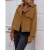imageZESICA Womens Long Sleeve Crop Trench Coat Lapel Double Breasted Loose Casual Jacket with PocketsBrown