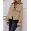 imageZESICA Womens Long Sleeve Crop Trench Coat Lapel Double Breasted Loose Casual Jacket with PocketsKhaki