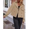 imageZESICA Womens Long Sleeve Crop Trench Coat Lapel Double Breasted Loose Casual Jacket with PocketsKhaki