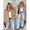 imageZESICA Womens Long Sleeve Crop Trench Coat Lapel Double Breasted Loose Casual Jacket with PocketsKhaki
