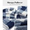 imageZESICA Womens Plaid Long Sleeve Zipper Sherpa Fleece Sweatshirt Pullover Jacket Coat with PocketsBlue