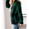 imageZESICA Womens Plaid Long Sleeve Zipper Sherpa Fleece Sweatshirt Pullover Jacket Coat with PocketsGreen